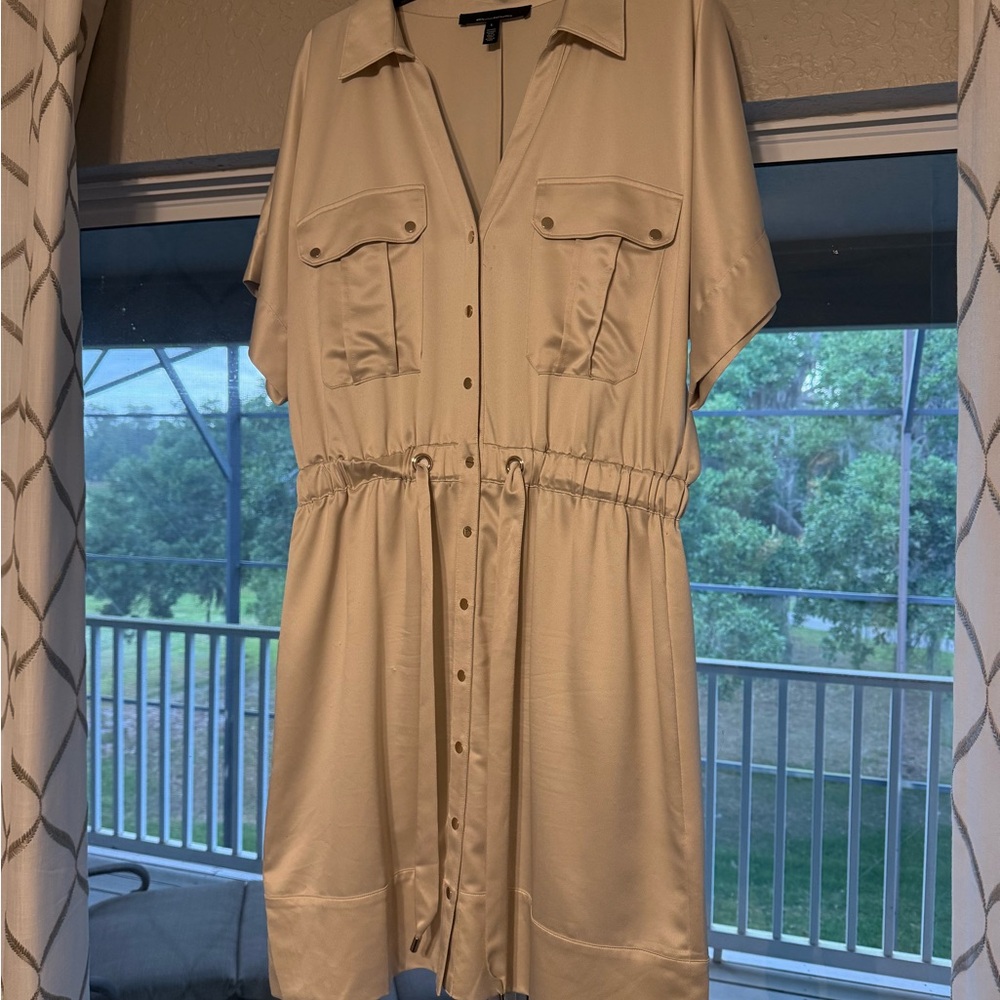 White House Black Market  Cream Shirt Dress